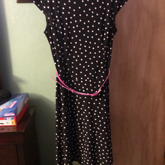 Anne Klein MIDI Sleeveless Dress Dry Cleaned After Wore Navy Blue w/ white dots - Picture 2 of 7